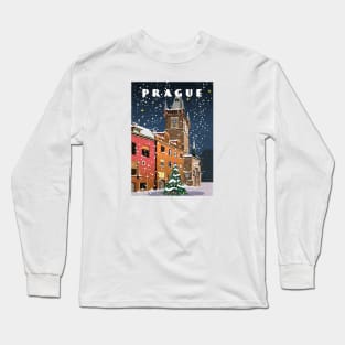 Prague, Czech.Retro travel poster Long Sleeve T-Shirt